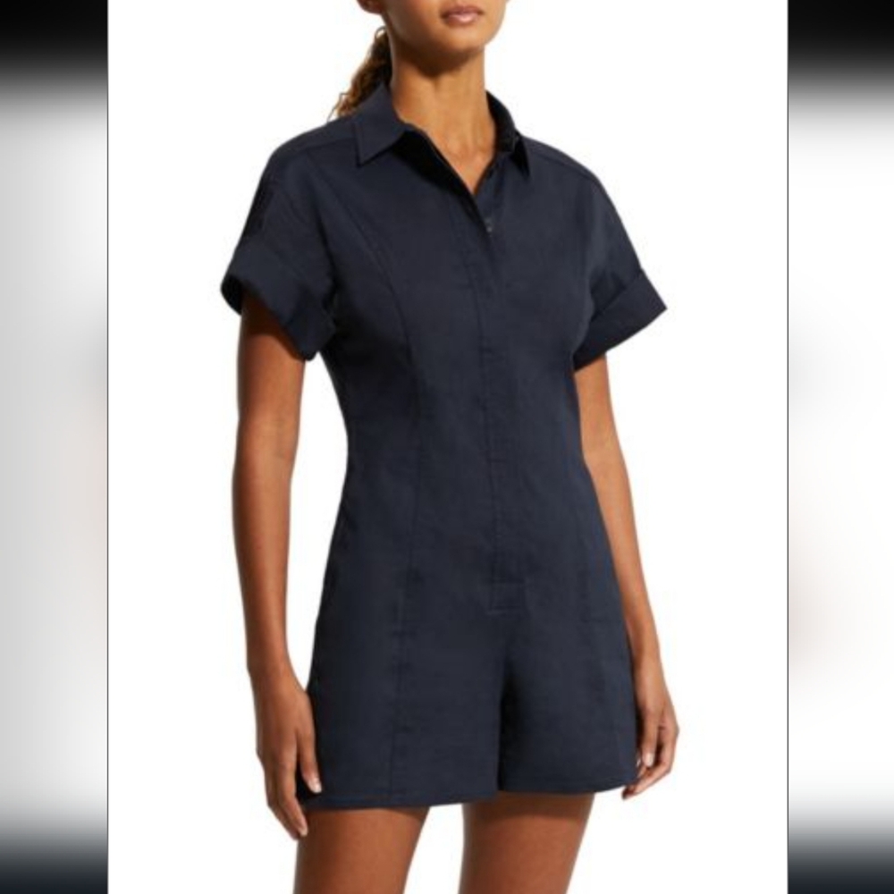 Theory Linen Shirt Romper